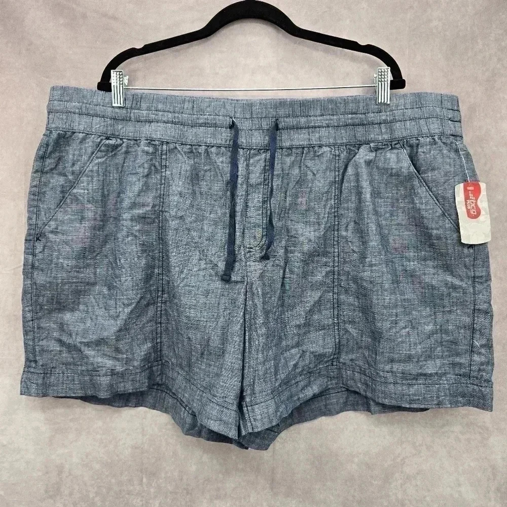 BCG Plus Lifestyle Cuff Chambray Medieval Blue Shorts Size 3X‎ NWT